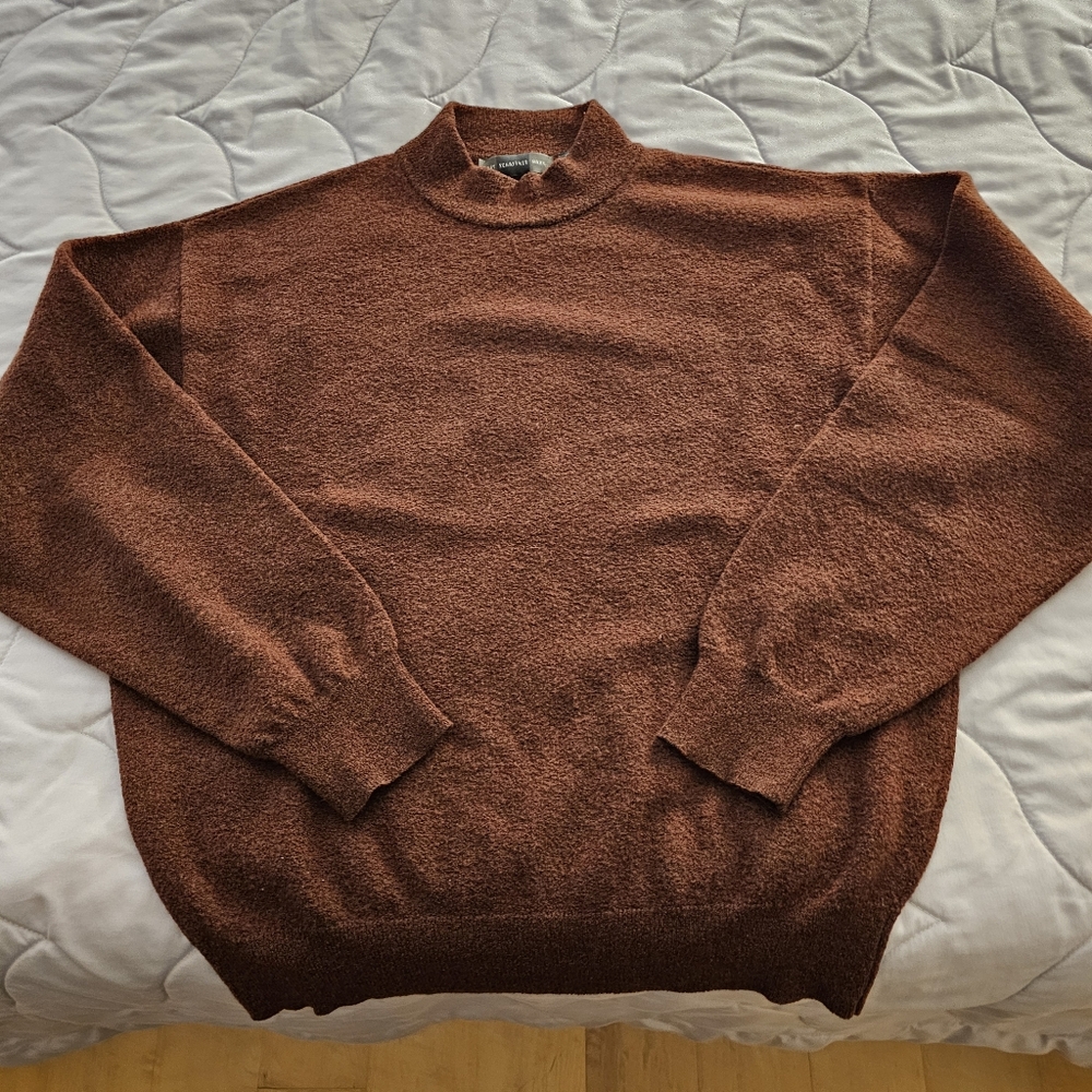 HART SCHAFFNER MARX - Men's pullover mock turtleneck sweater brown LARGE, ITALY
